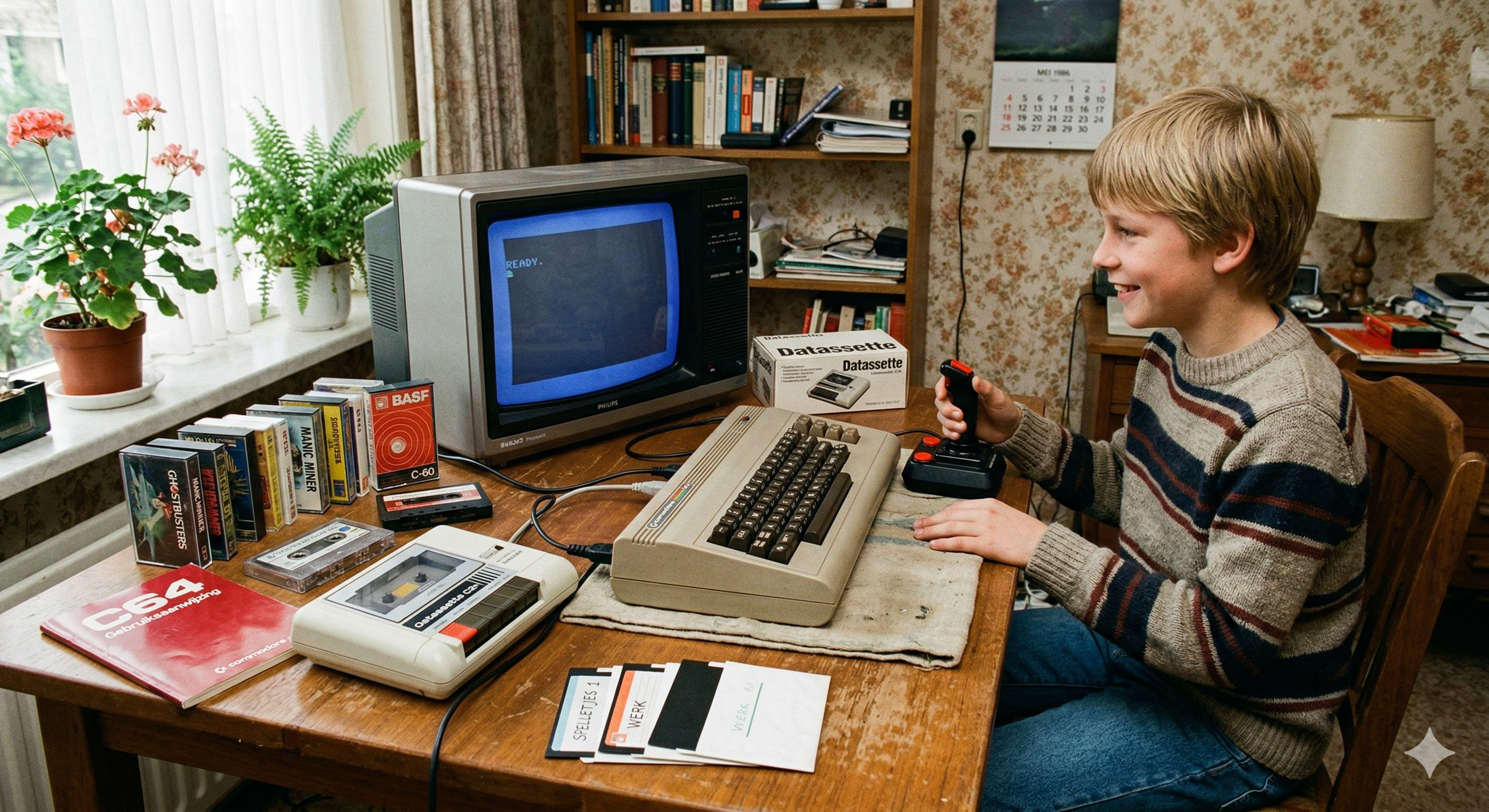 Kind achter een Commodore 64 — het begin van een passie voor technologie